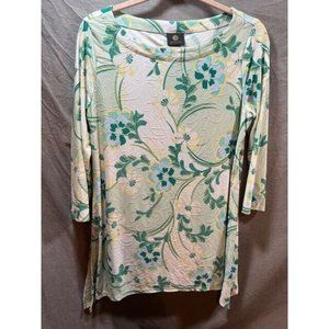 JM‎ Collection Dress Women Small White Floral Long Sleeveless Pullover  Ladies.